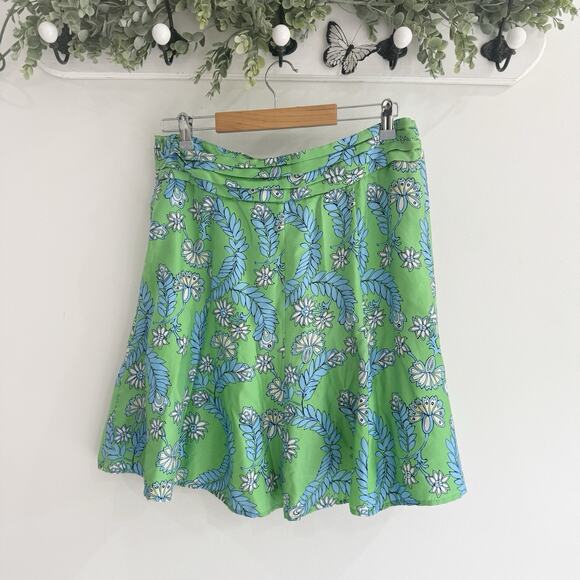Lilly Pulitzer 100% Silk Adeline Floral Printed Skirt Size 8 Blue/green CP beach - Picture 4 of 4